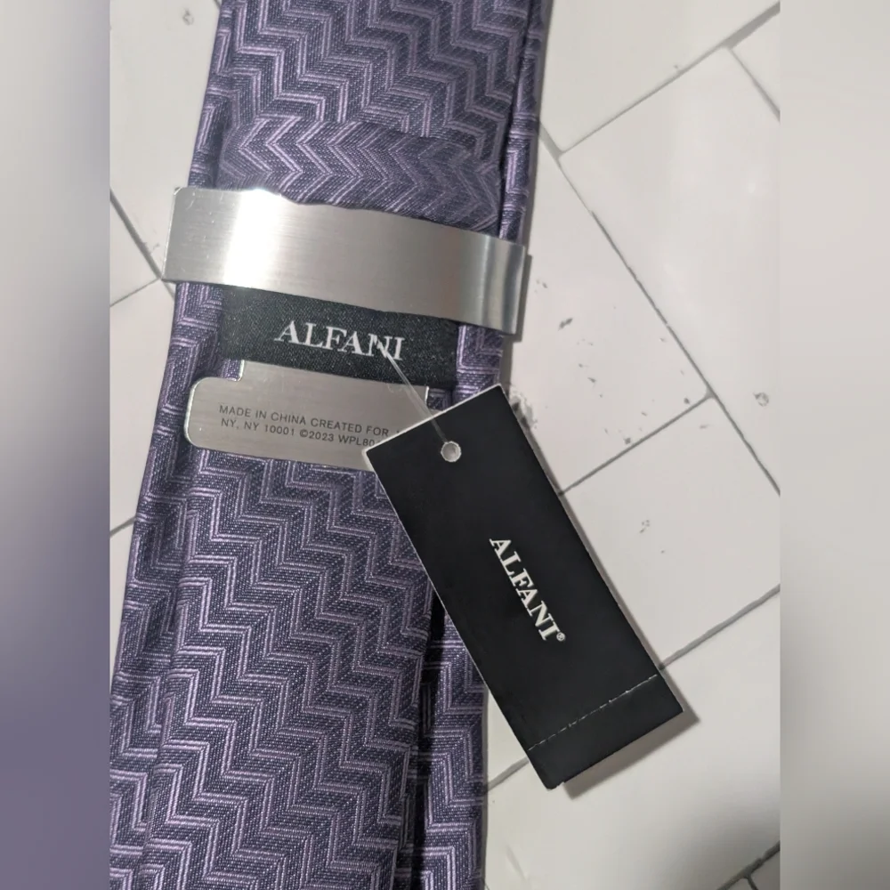 (Bundle)Alfani Purple, Black , Burgundy,Denim And Navy Ties Set. Accessories - Picture 7 of 7